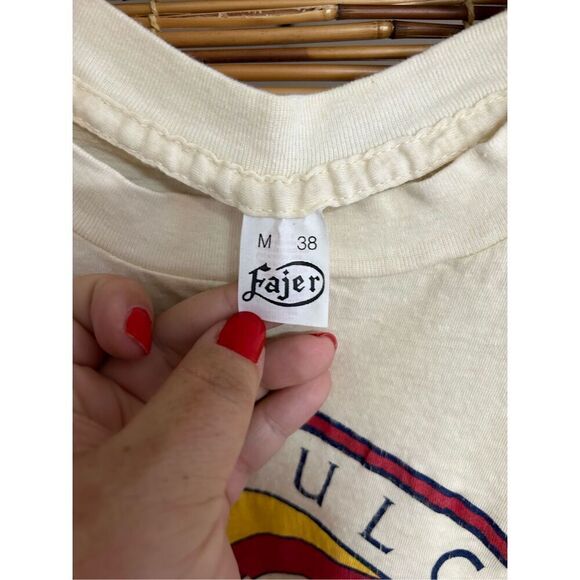 Acapulco Beach Club Fajer Single Stitch Shirt Size Medium 38 Light Yellow - Picture 4 of 5